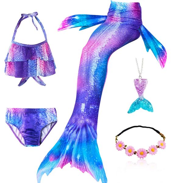 Costumi da bagno 3 pezzi Costume da bagno per ragazza Code a sirena per bambini Costume da bagno per bambini Costume da bagno per bambina Regalo di compleanno per bambina 6 anni 12 anni