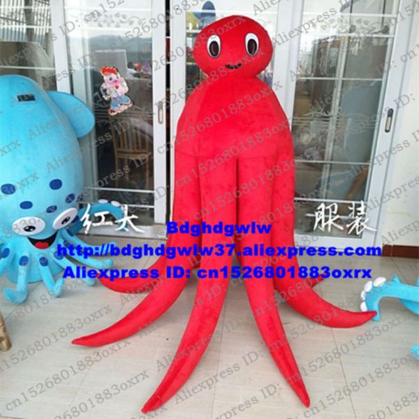 Costumi mascotte Polpo rosso Seppia Inkfish Seppia Devilfish Octopoda Calamari Costume mascotte Cartone animato adulto Saluta gli ospiti Calcio d'inizio dell'azienda Zx2878