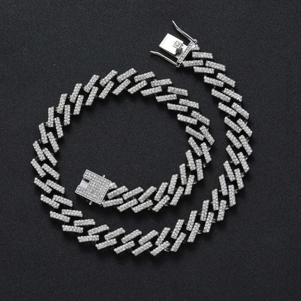 Design criativo de estilo hip hop corrente cubana liga 15mm pulseira colar de diamante completo masculino