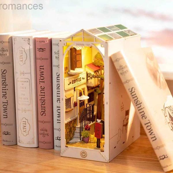 3D-Puzzles Robotime Rolife DIY Book Nook Miniatur-Puppenhaus aus Holz für Bücherregal-Einsatzmöbel 240314