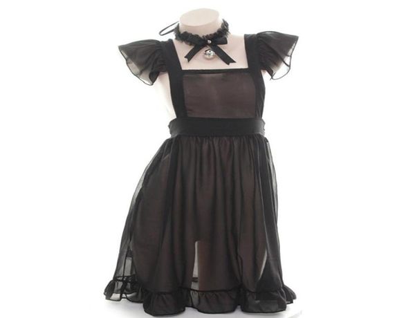 Schwarz Weiß Sexy Französisch Maid Schürze Für Frau Mädchen Kostüm Cosplay Diener Lolita Kleid Schlafzimmer Haushalt Schürze Spitze Durchscheinend F11186454