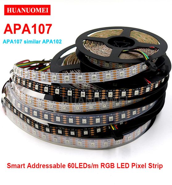 5V 60LEDsm APA107 Digitaler LED-Streifen APA102 5050 SMD RGB Pixel Flexibles Band Adressierbares Weihnachts-TV-Licht WeißSchwarz PCB IP20I9616422