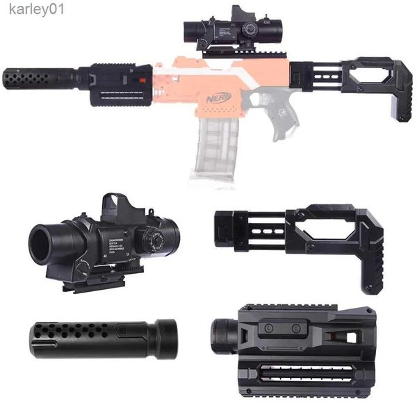 Gun Toys Upgrade Mods Kit für Nerf mit 6X-Zielfernrohr mit 7-cm-Schiene, Magazin-Clip-Halter, Deko-Schalldämpfer-Rohradapter yq240314