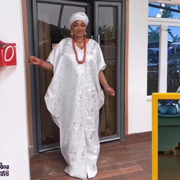 Abbigliamento etnico Abito caftano bianco Nigeria Abiti africani per donna Abito tradizionale Abaya Musulman Boubou Abito da sera Africa Femme