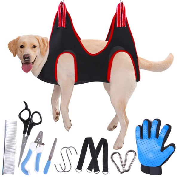 Toelettatura Nuovo Pet Grooming Amaca Imbracatura Amaca per cani Borsa di ritenuta Set per potatura pet Pettine Forbici per unghie Articoli per animali Strumenti per toelettatura animali