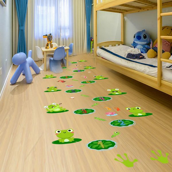 Aufkleber Cartoon Tier Kinder Vinyl Wandaufkleber Frosch Bodenaufkleber Junge Mädchen Baby Schlafzimmer Badezimmer Wandtattoos Kunst Kinderzimmer Dekoration