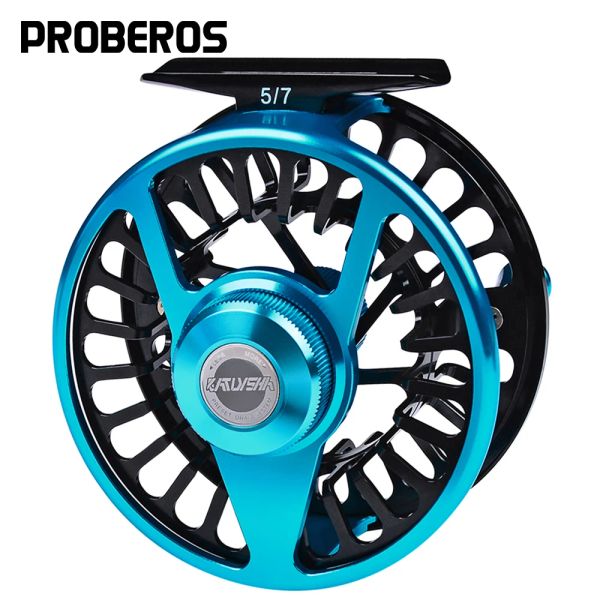 Carretilhas proberos alumínio pesca com mosca 5/7 7/9 9/10 wt roda azul preto cor carretel de pesca com mosca cnc hine direita esquerda lidar com mosca carretel