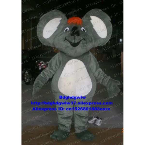 Trajes de mascote cinza longo pele coala urso coala mascote traje adulto personagem de desenho animado roupa terno desempenho de vendas banquete de despedida zx1080