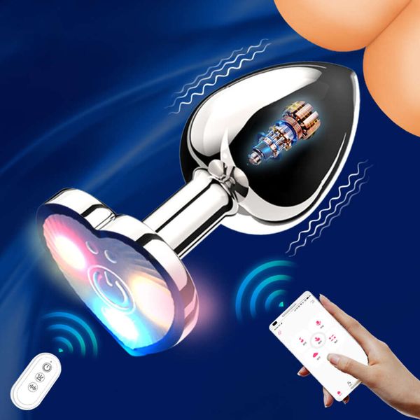 Plugue anal luminoso vibratório, plugue anal luminoso, operação remota de telefone celular, prazer, brinquedos para mulheres adultas, brinquedos sexuais vibradores