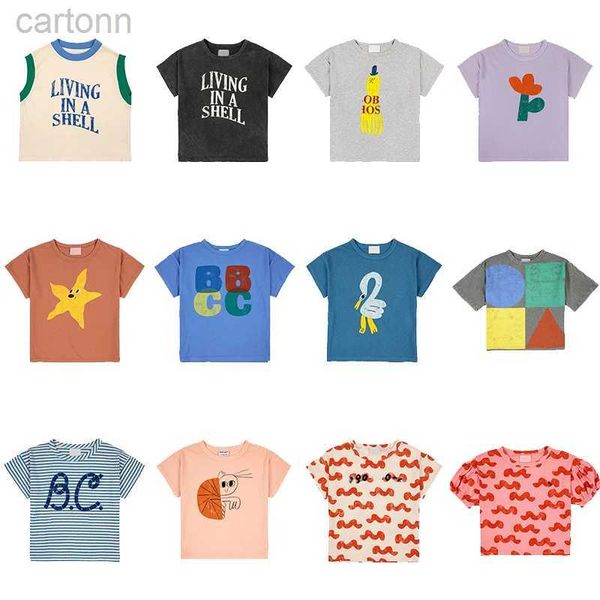 Camisetas ins crianças camiseta 2023 primavera verão novo estilo ins bebê meninos e meninas casual dos desenhos animados manga curta topo 1-11y ldd240314