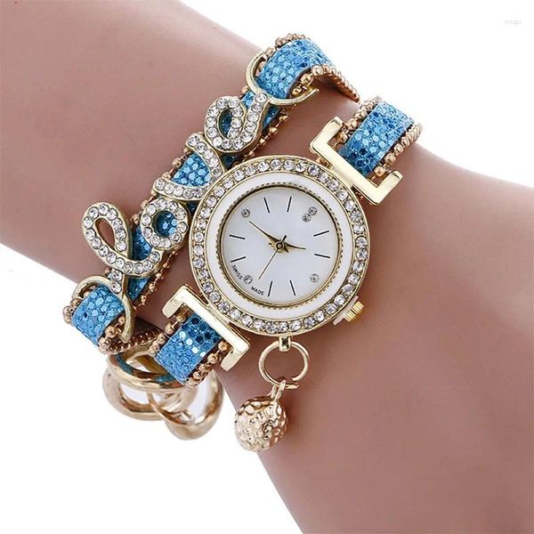 Armbanduhren Damenuhr Marke Love Chain Quarz Modisches und elegantes Weihnachtsgeschenk Reloj V101