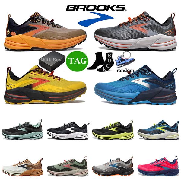 Original OG Brook Cascadia 16 Designer Sapatos Mens Treinadores Brooks Running Shoes Lançamento 9 Hyperion Tempo Triplo Preto Branco Malha Homens Mulheres Sports Platform Sneakers