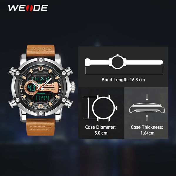 cwp WEIDE Uhr Europäische Luxus Herren Sport Business Quarzwerk Analog LCD Digital Kalender Mehrere Zeit