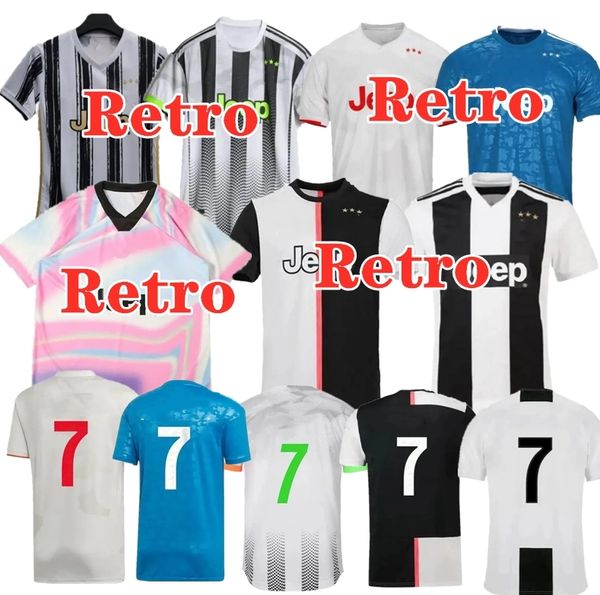 Juve Retro 18 19 20 21 Ronaldo Chiellini Dybala Camisas de Futebol Matuidi Bonucci D.Costa Bernardeschi Pjanic Vintage Homens Fãs Camisa de Futebol