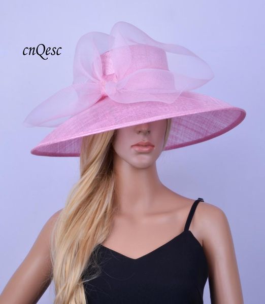 3 STRATI SINAMAYGrande cappello sinamay rosa baby Cappello deby Kentucky per matrimonio Chiesa larghezza tesa 152 cm2763447