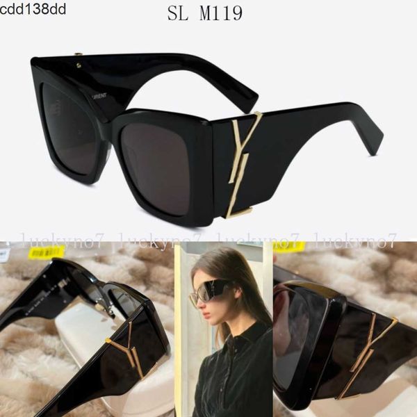 Лучшие роскошные дизайнерские солнцезащитные очки SL M119/F BLAZE Классические мужские и женские очки бренда Same Black, модные солнцезащитные очки в большой оправе «кошачий глаз»