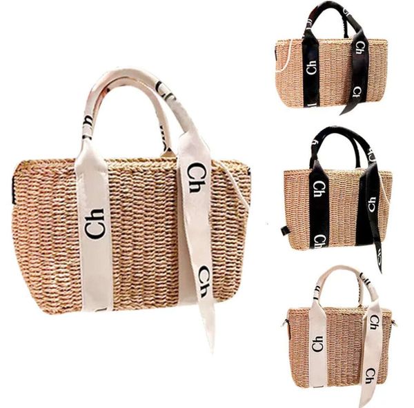 Moda Woody Travel Ráfias Embreagem Palha Beach Bag Luxury Tote Weave Designer Shopper Basket Womens Ombro Bolsas Fim de Semana em Go Crossbody Bolsa Tronco Bag 66