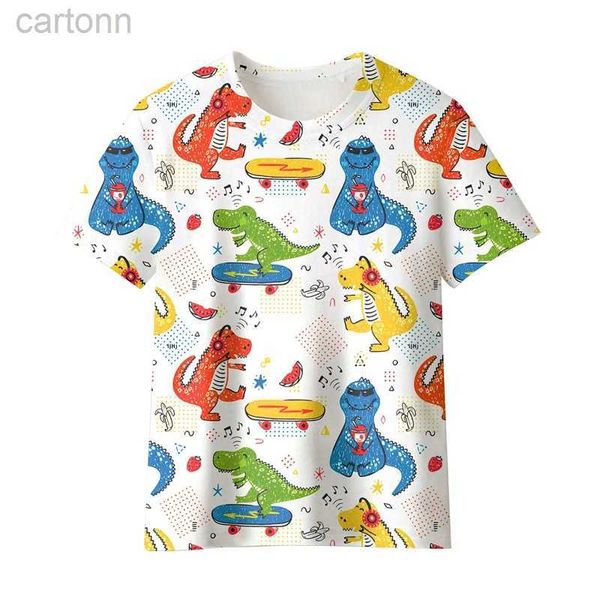 T-Shirts Little Dinosaur Herren T-Shirts 3D Tiere Gedruckt Kurzarm T-Shirts Mode Sommer Casual Niedliche Kinder Tops Frauen Kleidung ldd240314