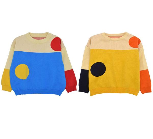 Детский вязаный свитер в рубчик для мальчиков и девочек, толстовки с геометрическим узором, пуловеры с длинными рукавами, детские осенне-зимние наряды G1022432482