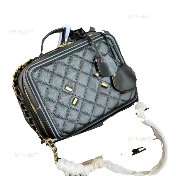 Designer de moda de luxo feminino caixa de ombro bolsa de maquiagem bolsa de corrente de estrada embreagem caviar saco de lavagem carteira dupla carta sólida cintura alta listra quadrada