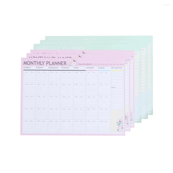 Blätter Monatsplaner Kalender Zeitplan Organizer Agenda Notizbuch (Rosa Grün gemischt)