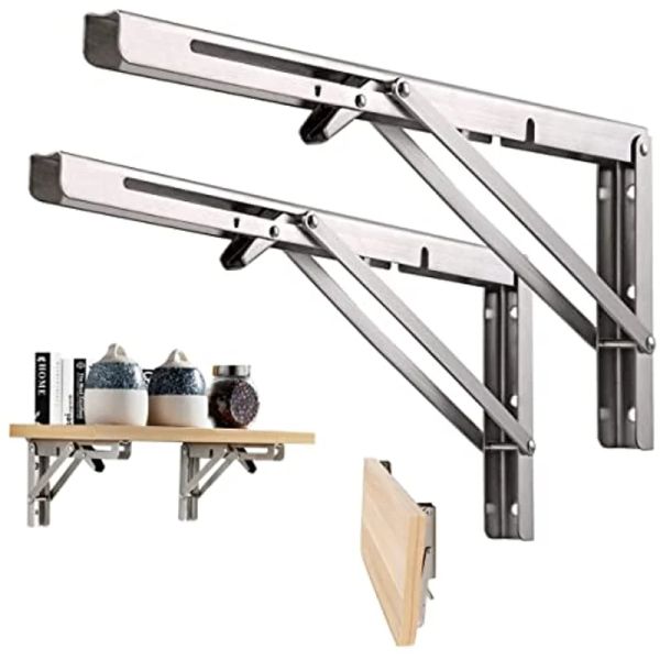 Racks de suporte de prateleira dobrável de aço inoxidável suportes de prateleira dobrável montado na parede dobradiça de mesa para cozinha quarto bancada de trabalho