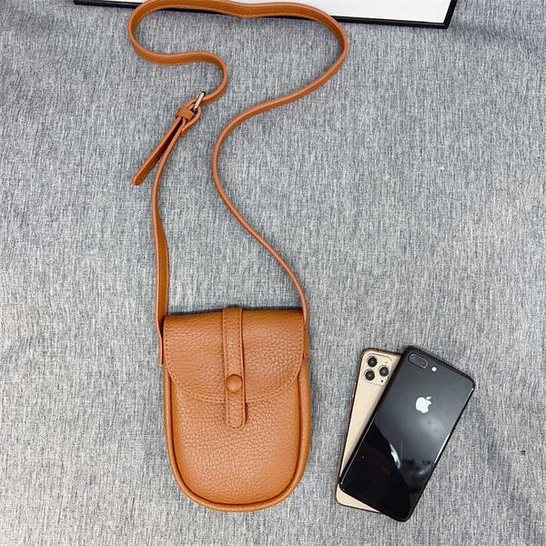 Bolsas para celular com estampa de lichia de pele macia bolsa pequena transversal leve e casual design de nicho para celular de um ombro bolsa feminina moderna