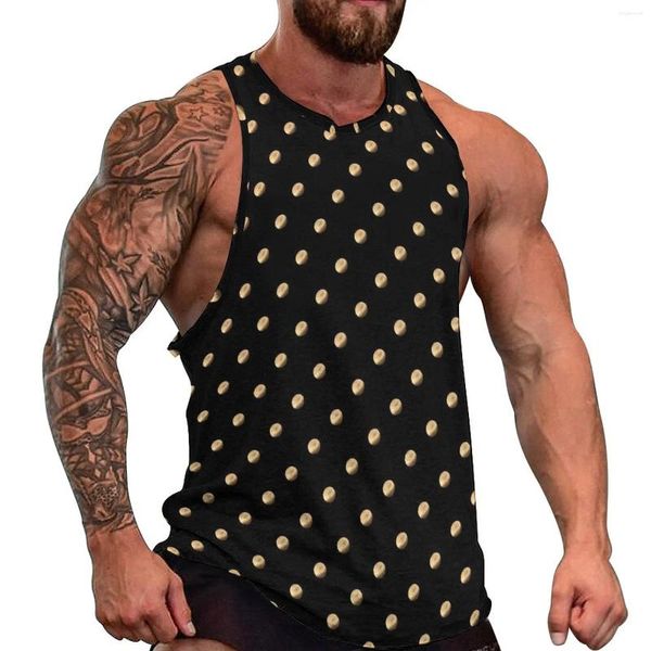 Herren Tank Tops Gold Dot Top Polka Dots Trendy Sommer Gym Herren Muster Ärmellose Westen Plus Größe 4XL 5XL