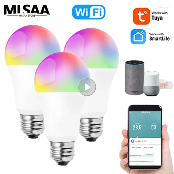 Akıllı Ev Kontrolü WiFi LED ampul E27 TUYA/Akıllı Yaşam RGB Beyaz Sıcak Ampul 220V Lamba Yandex Alice Otomasyonu Google Alexa