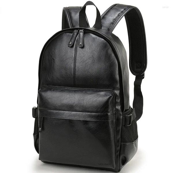 Sacos escolares de couro mochila livro casual saco de viagem moda alta marca portátil homens à prova d 'água qualidade computador masculino