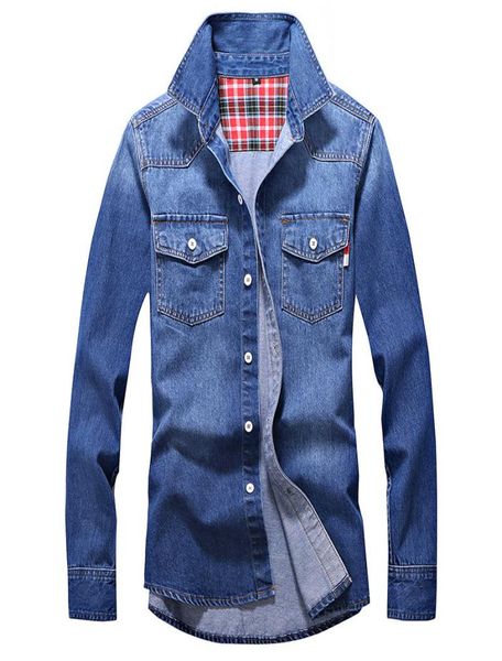 Men039s camisetas denim homens algodão jeans moda outono fino manga longa cowboy elegante lavagem topos tamanho asiático 3xl 8wfb2299158