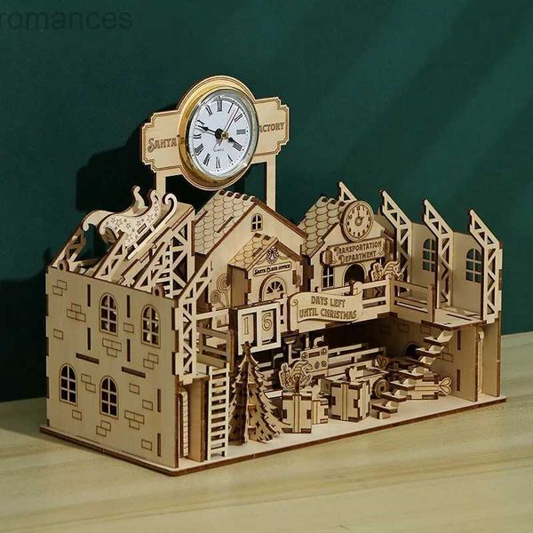 3D Puzzles Sihirli Kabin Saati 3D Ahşap Bulmaca Eğitim Oyuncaklar Bulmaca Oyuncakları Yetişkinler için Çocuk Günü Hediyeleri Noel Santas Fabrika 240314