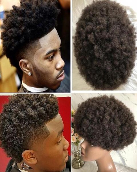 capelli afro parrucca piena del merletto parrucchino europeo vergine dei capelli umani afro curl parrucca da uomo afro crespo riccio parrucchino per uomini neri 4777624