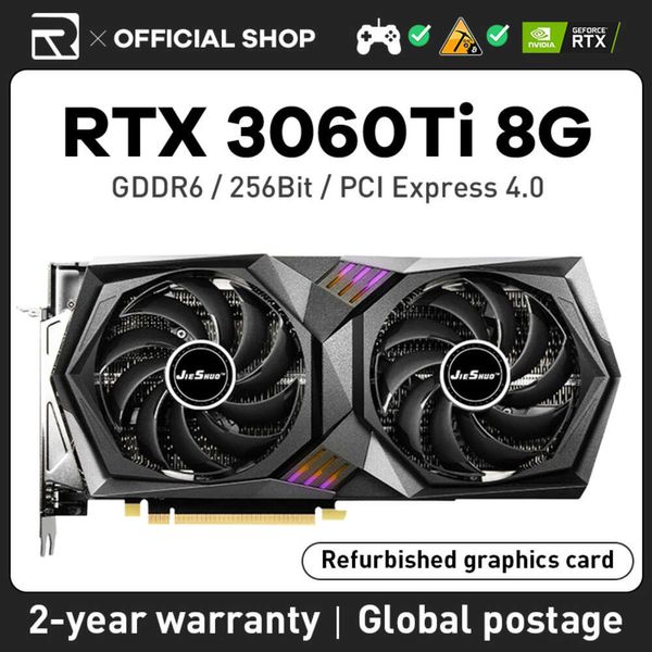 JIEHSUO RTX 3060TI 8 GB Nvidia GeForce Grafikkarte 256bit GDDR6 GPU DP*3 PCIE 4.0 16X Unterstützt Computerspiele Grafikkarte