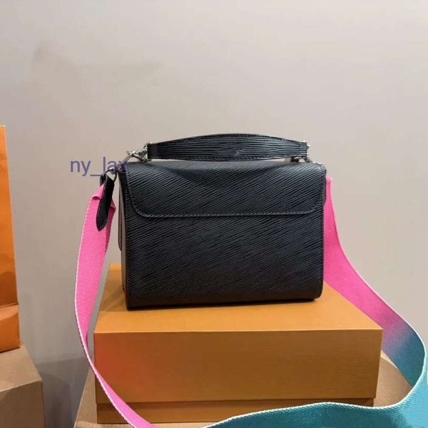 Borsa a tracolla firmata Twist in pelle Borse a tracolla da donna Borse a catena con patta con chiusura a V Borsa nera Twists Borsa a tracolla donna Borsa Lady Pochette Borsa