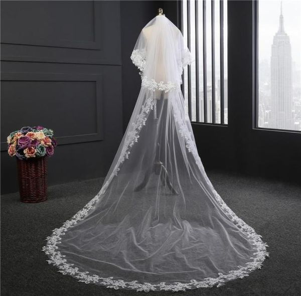 Veli da sposa 2020 Due strati Tulle Nuovo stile Immagini reali Velo da sposa in pizzo applique bianco avorio con pettine9360766