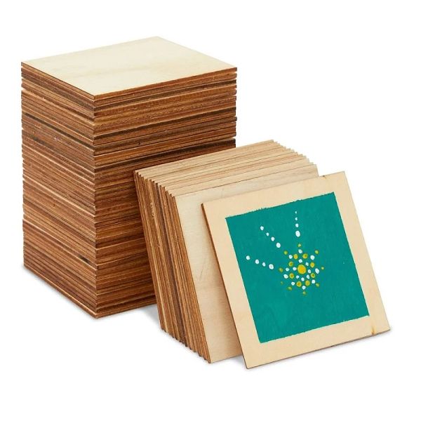 Artigianato 30 pezzi Fette di legno quadrate Chip Ornamento in legno fai da te Pezzi di legno fatti a mano Bambini Scuola materna Giocattolo Pittura Accessori Decorazioni per la casa