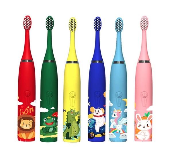 Escova de dentes elétrica para crianças, escova de dentes inteligente de silicone macio com 6 cabeças para bebês e crianças, limpeza de dentes 9271947