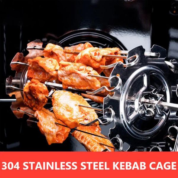 Spiedini in acciaio inossidabile bbq kebab a gabbia girartempo di spiegaci a pezzi di pollo a carbone per torrefate forno a rotelle strumenti di cottura da campeggio fai -da -te calda
