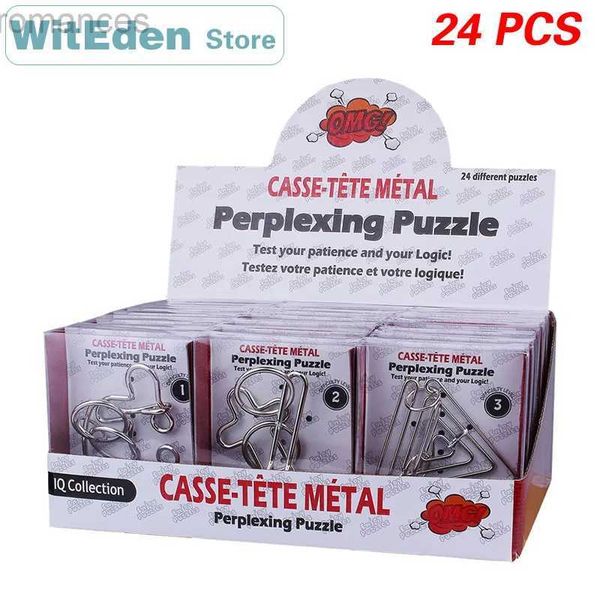 Puzzle 3D Casse-Tete in filo metallico 3D Puzzle sconcertanti 24 pezzi / set Nodo classico Intelligenza Fibbia Interblocco Collezione IQ Giocattoli antistress 240314