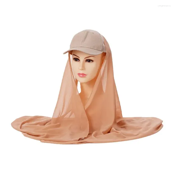 Bola bonés mulheres chapéu de beisebol boné hijab chiffon xale instantâneo bandana abaya turbante para lenço esportivo 2 em r0i6