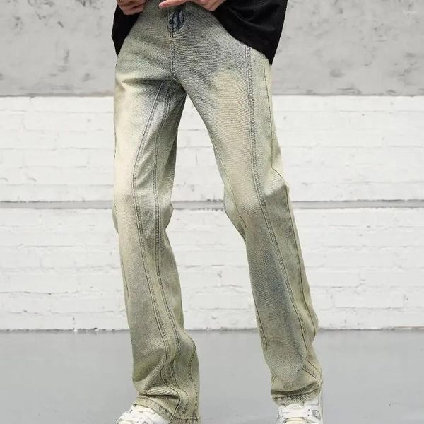 Jeans da uomo alla moda a vita alta primavera 2024 stile giapponese e alla moda pantaloni larghi comodi e traspiranti a gamba lunga