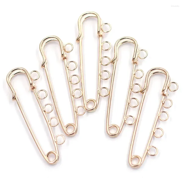 Spille Spille da balia placcate oro rosa 5 fori Connettori Lega per gioielli Fai da te Creazione di accessori di abbigliamento per cucito artigianale 57mm