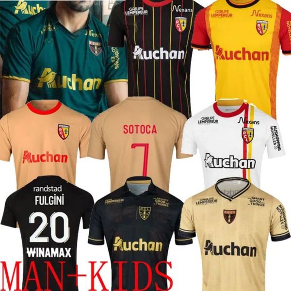 2023 2024 RC Lens Futbol Formaları Ev Sarı Saint-Barbe Özel Sotoca Openda Ganago Kakuta Fofana Futbol Gömlek 23 24 Hommes Enfants Çocuk Notre Sang Estor