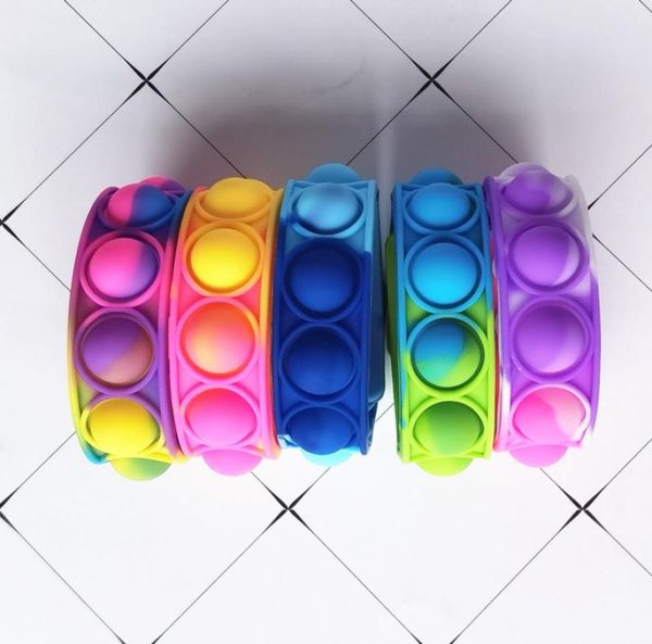 Силиконовые браслеты Push Bubble, игрушки для декомпрессии, браслет-головоломка, пресс, браслет для снятия стресса, сенсорное стопорное кольцо, окрашенное в технике тай-дай, распродажа G71ZOWP5107483