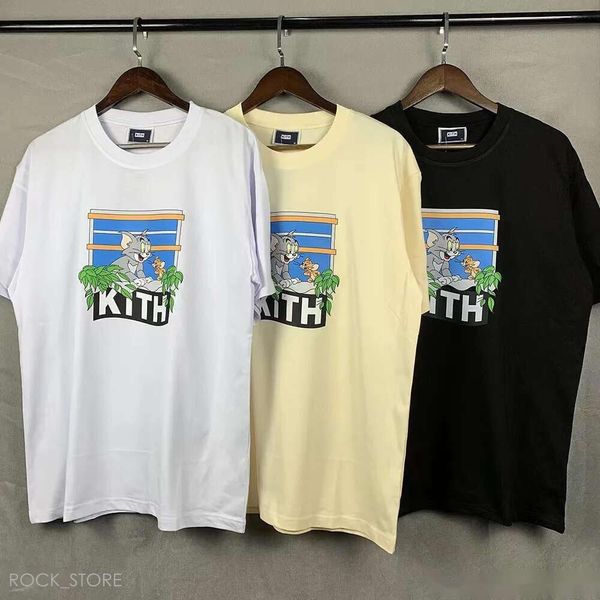 Kith Tom ve Jerry T-Shirt Tasarımcı Erkekler Kadınlar Günlük Kısa Kollu Susam Sokak Tee Vintage Moda Giysileri Tee Groar Tee Üst Boyutlu Adam Şort 880