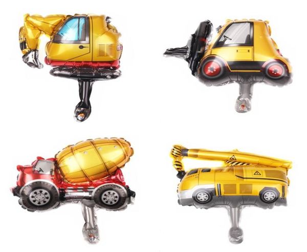 16 polegadas Mini Cartoon Engenharia Veículo Escavadeira Balões Guindaste Carro Foil Balão Empilhadeira Crianças Festa de Aniversário Decorações2567199