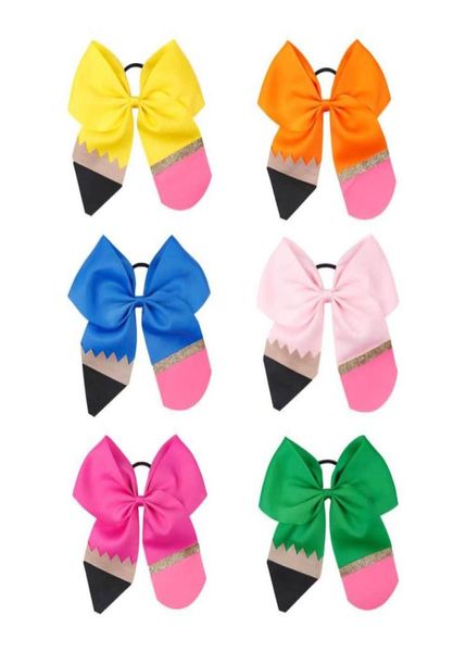 5 Zoll Kinder Bleistift Schleifen Scrunchie Kinder Band Schleifen elastischer Pferdeschwanzhalter Mädchen Prinzessin Haarschmuck Designer Kinder Kopfb3181122