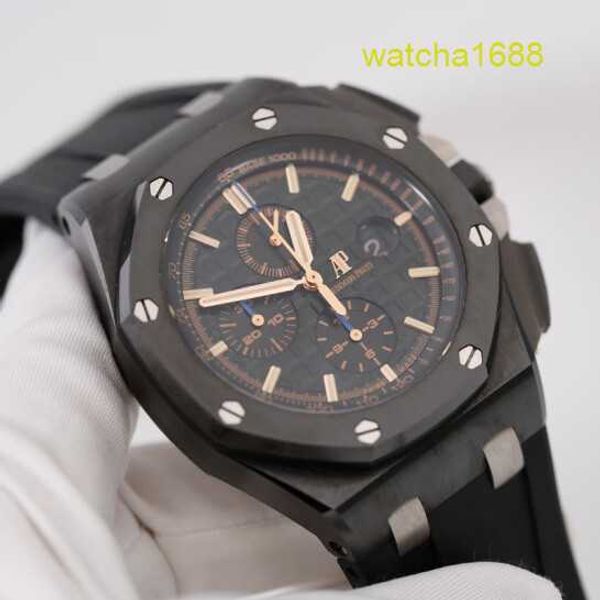 AP Gentlemen Watch Titanium Watch Epic Royal Oak Offshore 26405CE Relógio masculino preto cerâmica fluorescente ponteiro digital automático mecânico famoso relógio suíço