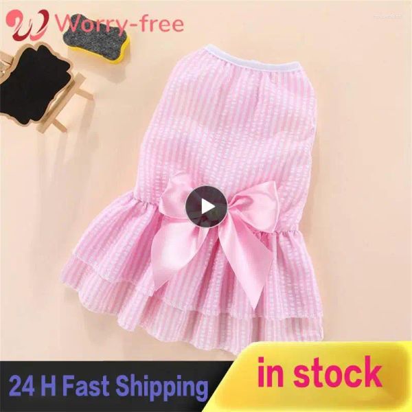 Katze Kostüme 1PCS Welpen Prinzessin Kleid Sommer Haustier Kleidung Gestreiften Plaid Kleider Mit Schleife Für Katzen Kätzchen Kaninchen kleidung Ropa Para